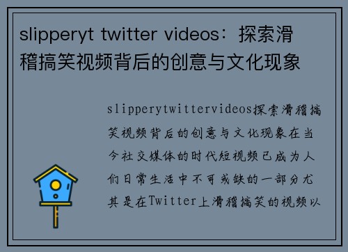 slipperyt twitter videos：探索滑稽搞笑视频背后的创意与文化现象